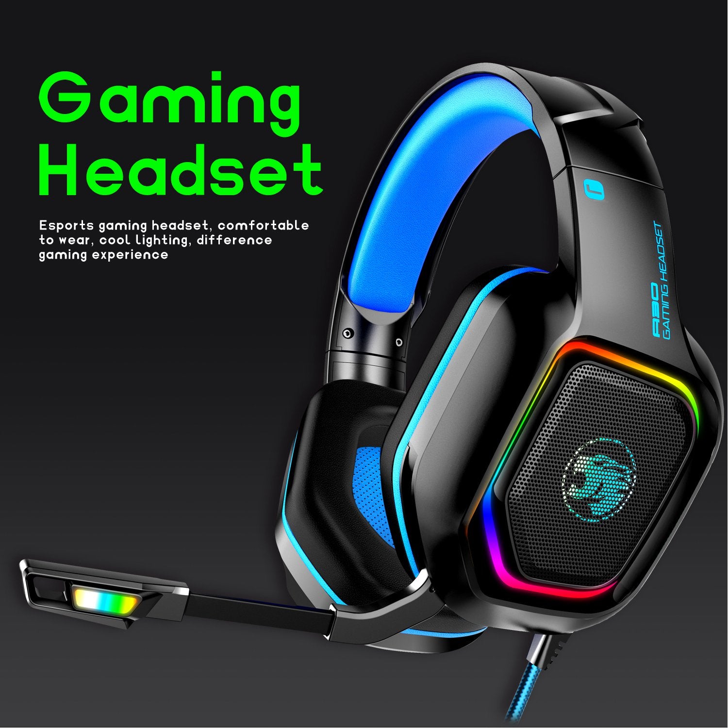 IMYB A30 Stereo Bass Gaming Headset RGB Kablede hovedtelefoner til PS4 XBox PC Bærbar computer IMYB A30 Stereo Bass Gaming Headset RGB Kablede hovedtelefoner til PS4 XBox PC Bærbar computer
